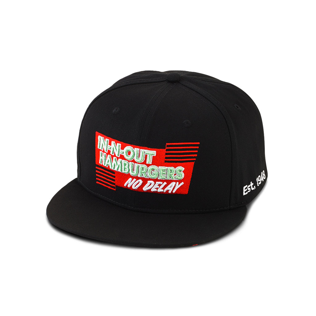 front of NO DELAY HAT